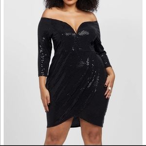 Fashion To Figure Sz 1X Black Sequin Dress NWT